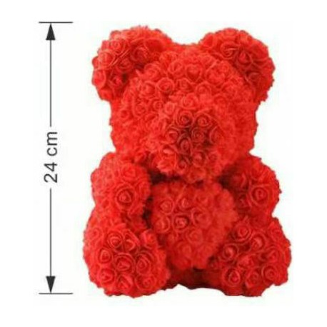 Fly Digital Teddy Bear Roses Κόκκινο με Καρδιά Αρκουδάκι από Τριαντάφυλλα 24cm