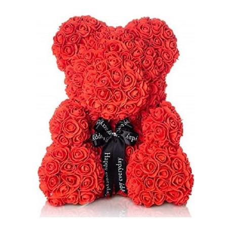 Αρκουδάκι από Τριαντάφυλλα Κόκκινο 30cm