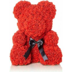 Αρκουδάκι από Τεχνητά Τριαντάφυλλα Κόκκινο Με Κουτί 40 εκατοστά