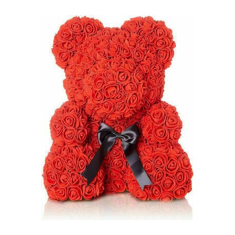 Αρκουδάκι από Τεχνητά Τριαντάφυλλα Κόκκινο Με Κουτί 40 εκατοστά