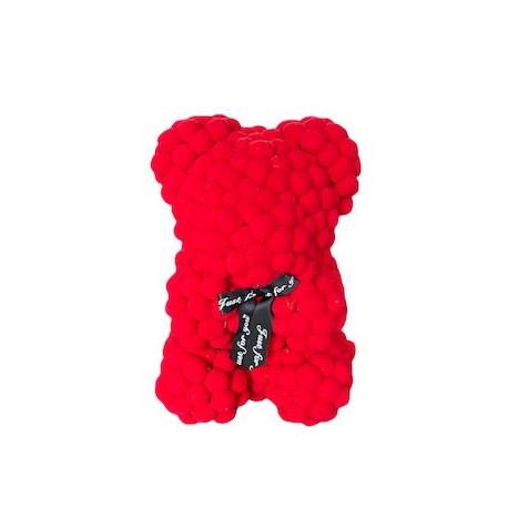 Αρκουδάκι Κόκκινο με Κορδέλα και κουτί 25cm Pom Pom Foam flower