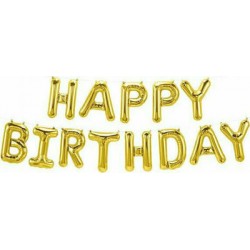 Σετ μπαλονιών " Happy Birthday" χρυσό 340x35 εκ. 13τμχ