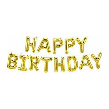 Σετ μπαλονιών " Happy Birthday" χρυσό 340x35 εκ. 13τμχ