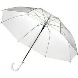 Rain A12019 Γυναικεία Αντιανεμική Ομπρέλα Βροχής με Μπαστούνι Διαφανής