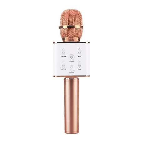 Καραόκε Ροζ Χρυσό Μικρόφωνο Microphone Q7 Bluetooth Rose Gold