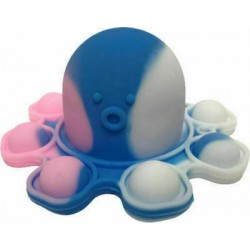 Pop it Fidget Χταπόδι Μπρελόκ Λευκό/Γαλάζιο