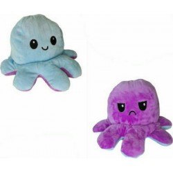 Χταπόδι διπλής όψης λούτρινο emotional reversible octopus plush 20 εκ - 5277 - Μωβ Γαλάζιο